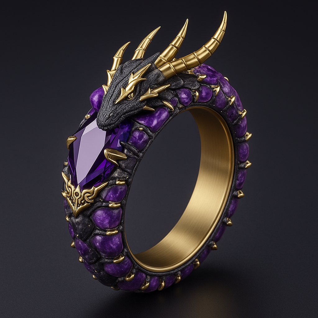 Purple Dragon Gold Ring