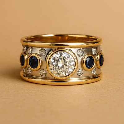 Vintage Golden Inlaid Zirconia Ring