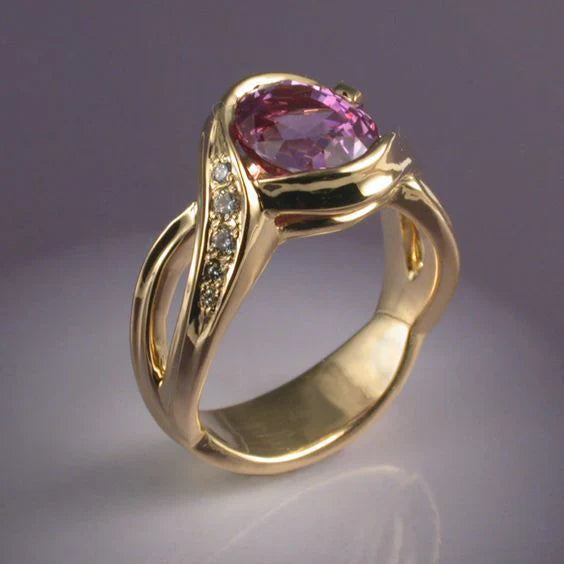 Vintage Garnet Crystal Zirconia Gold Ring