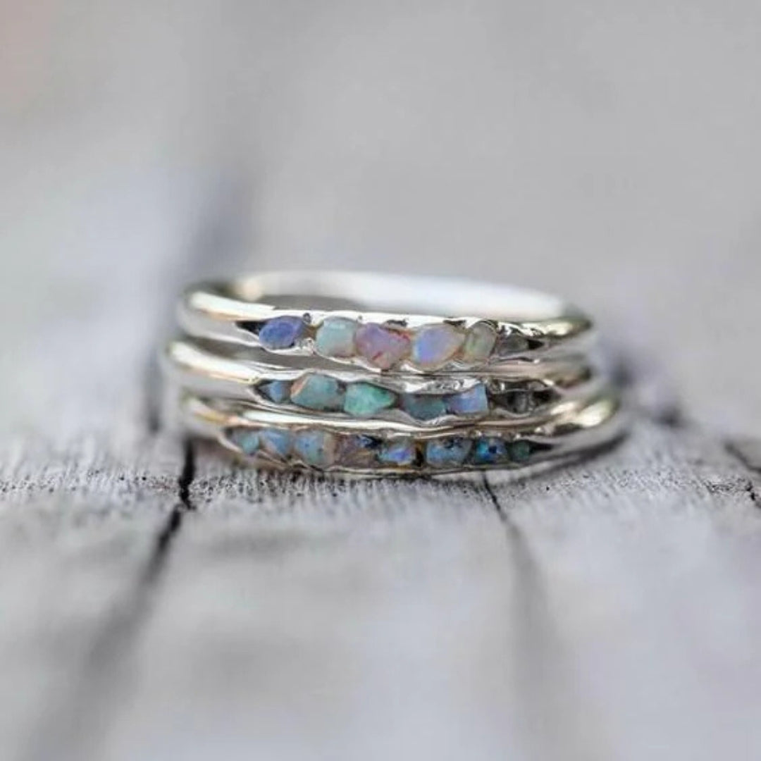 Hidden Gems Silvered Ring Set
