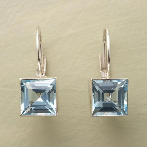 Vintage Blue Cubic Glass Earrings